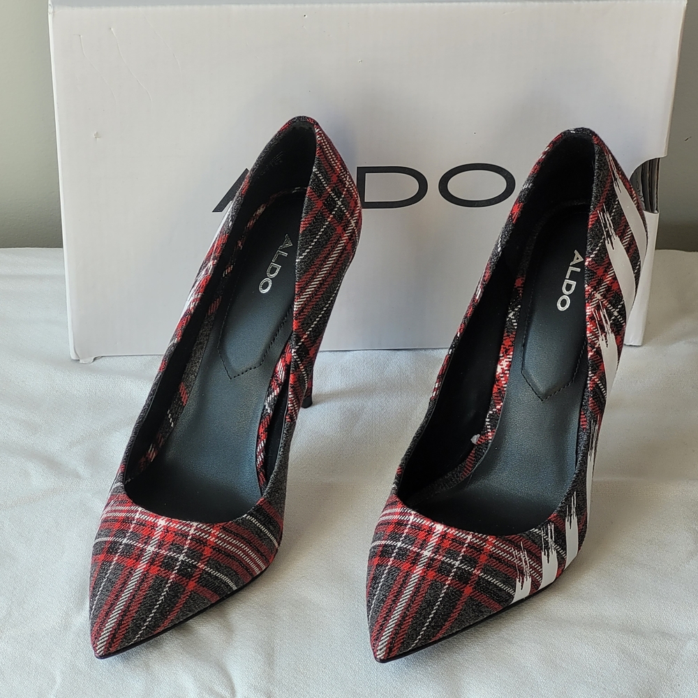 ALDO Women's Red Plaid Pointed-Toe Pumps